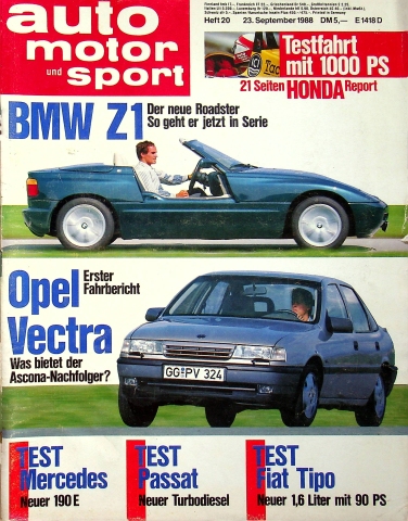 Deckblatt Auto Motor und Sport (20/1988)